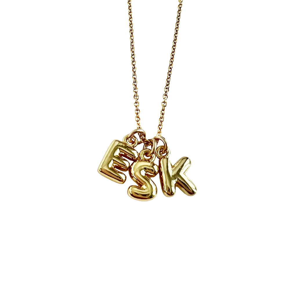 Gold 3D Bubble Letter Necklace