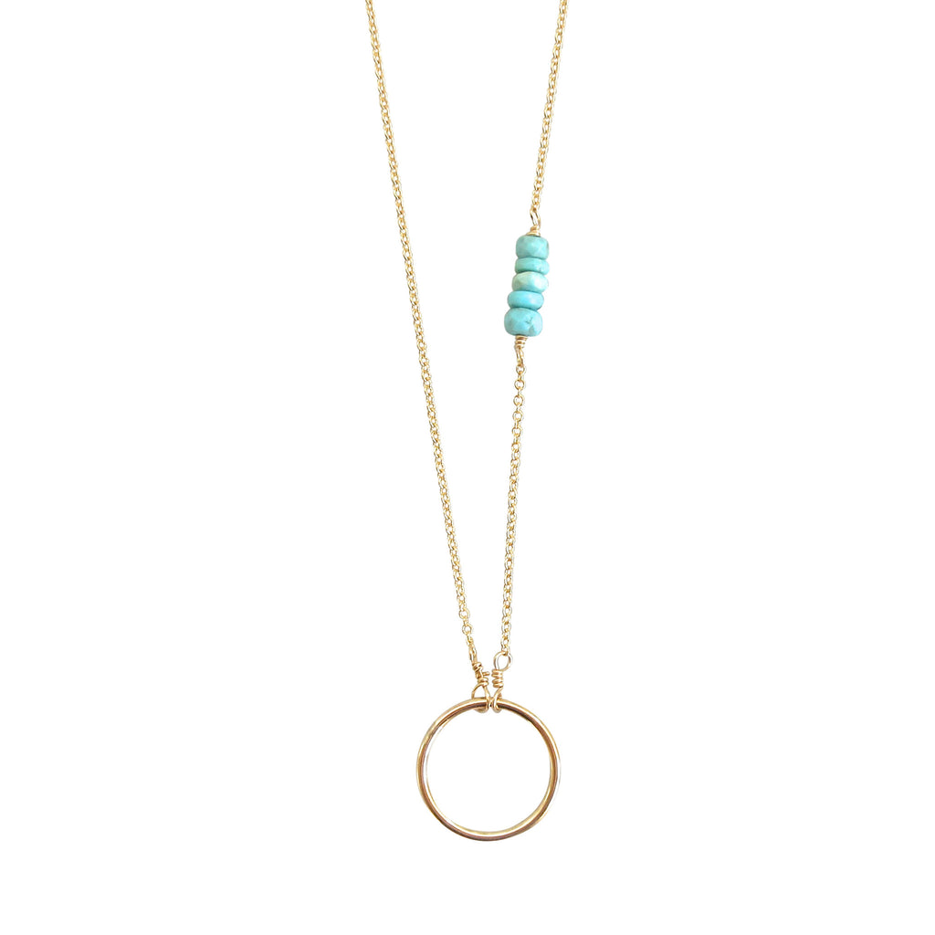 Circle Necklace with Turquoise Accents - Small