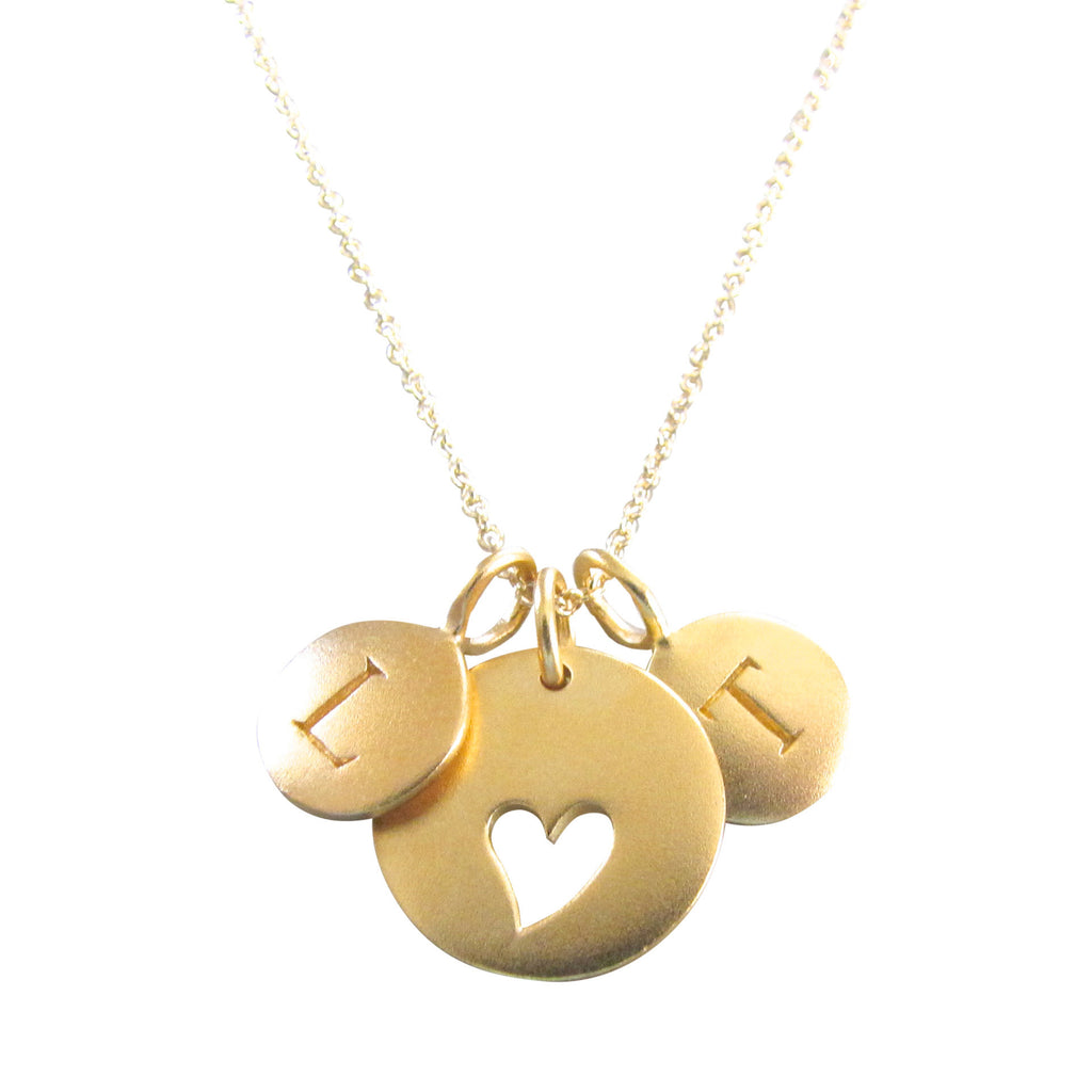 Gold 2 Initial & Heart Charm Necklace