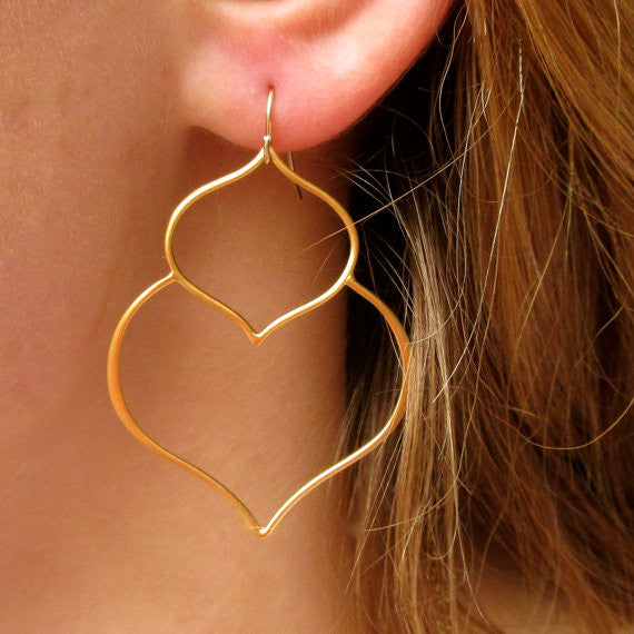Gold Double Lotus Earrings