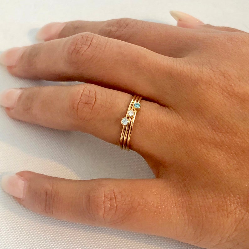 Birthstone Stacking Gold Ring Tangerine Jewelry Shop