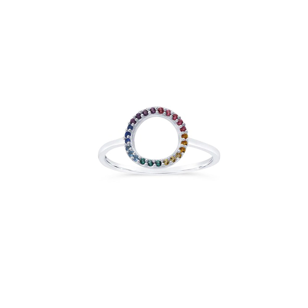 Sterling Silver Circle Rainbow Ring