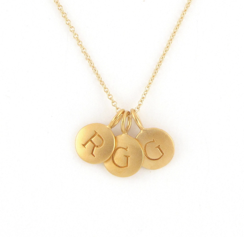 Gold 3 Initial Charm Necklace