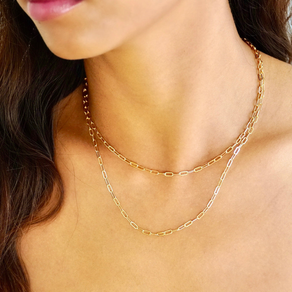 Gold Paper Clip Layering Necklace