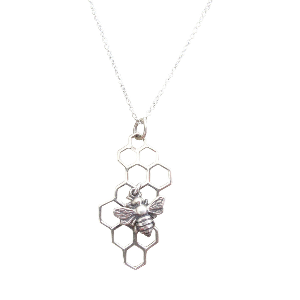 Honeycomb Necklace with Bee Charm