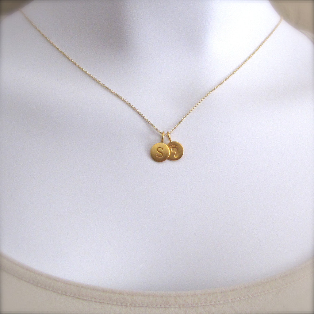 Gold Initial & Footprint Charm Necklace