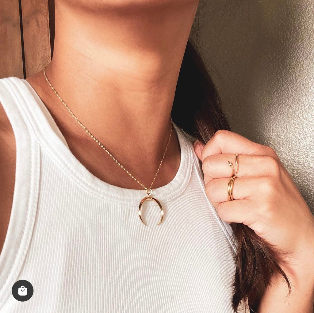 Gold Necklace Girls Simple  Moon Pendant Necklace Simple