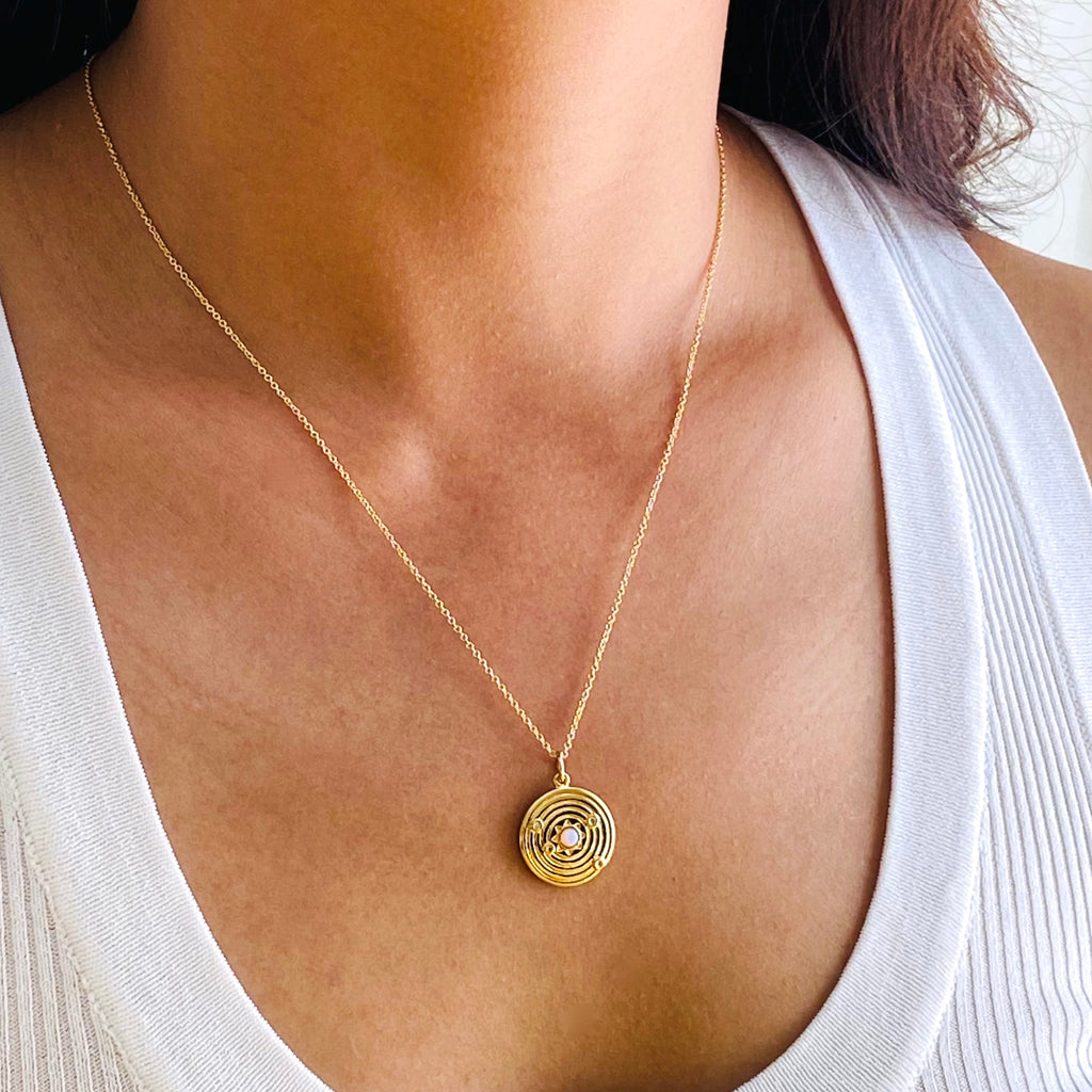 Gold Coin Opal Necklace