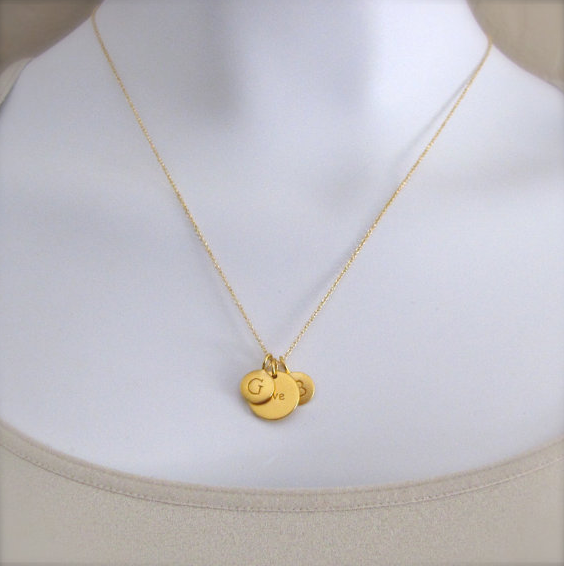 1 Gold Initial & Pea Pod Charm Necklace