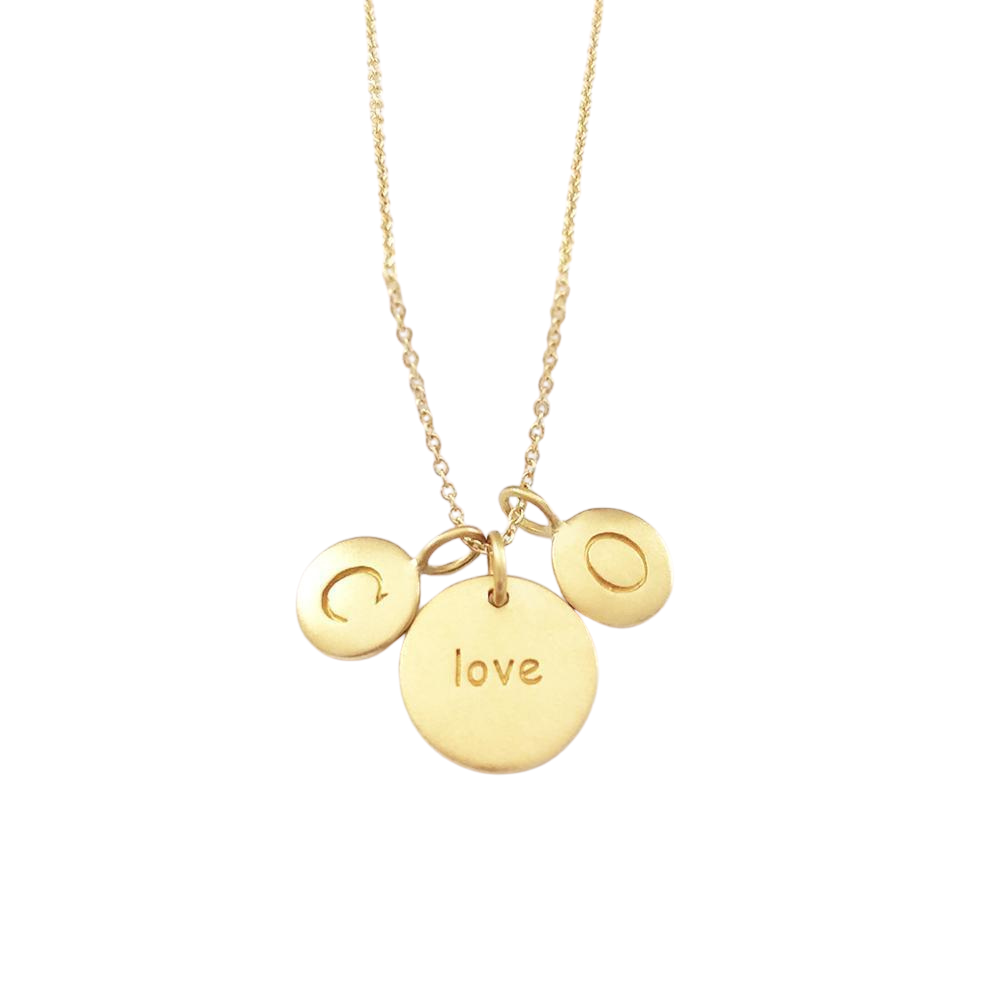 Gold 2 Initial & Love Charm Necklace