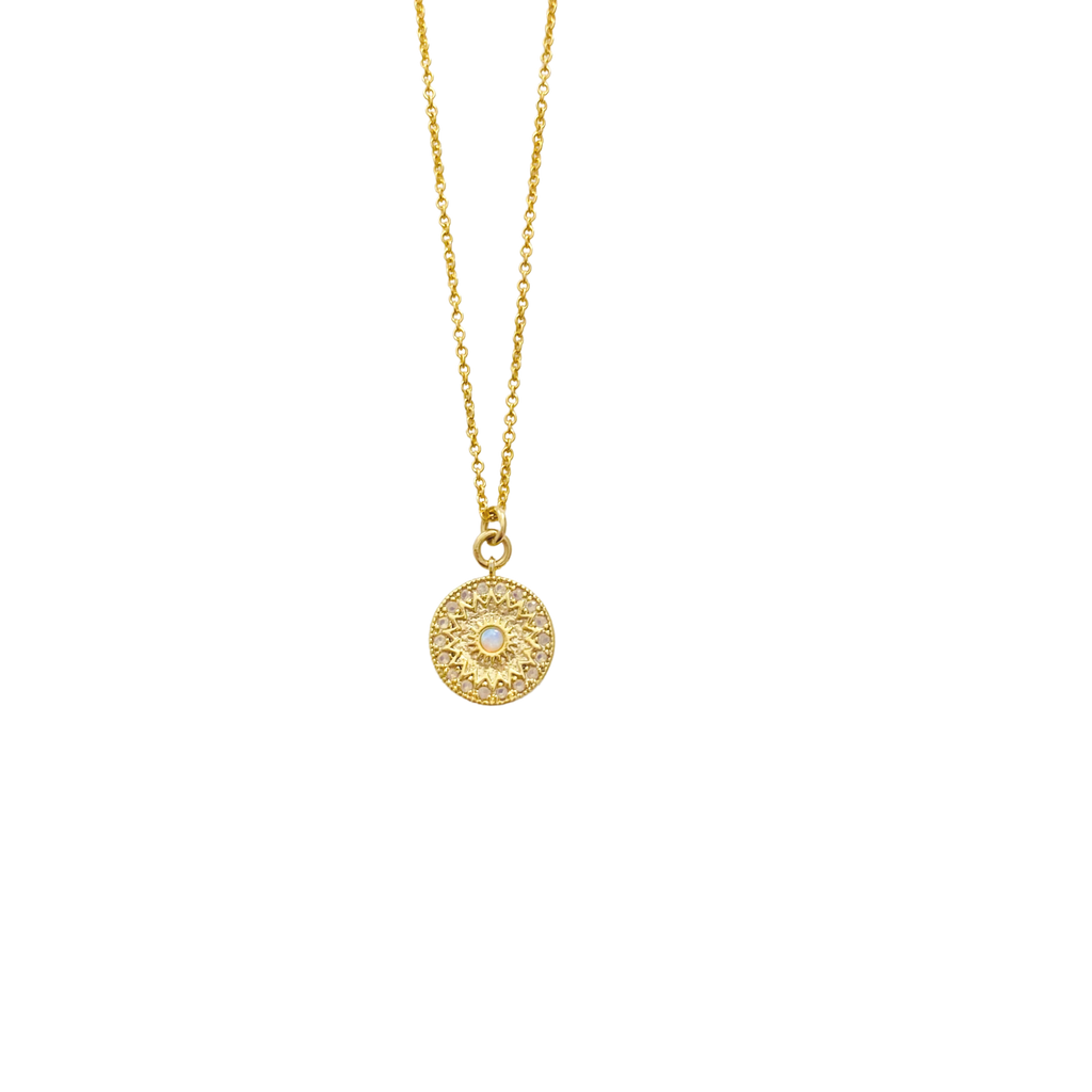 Opal Coin Pendant Necklace