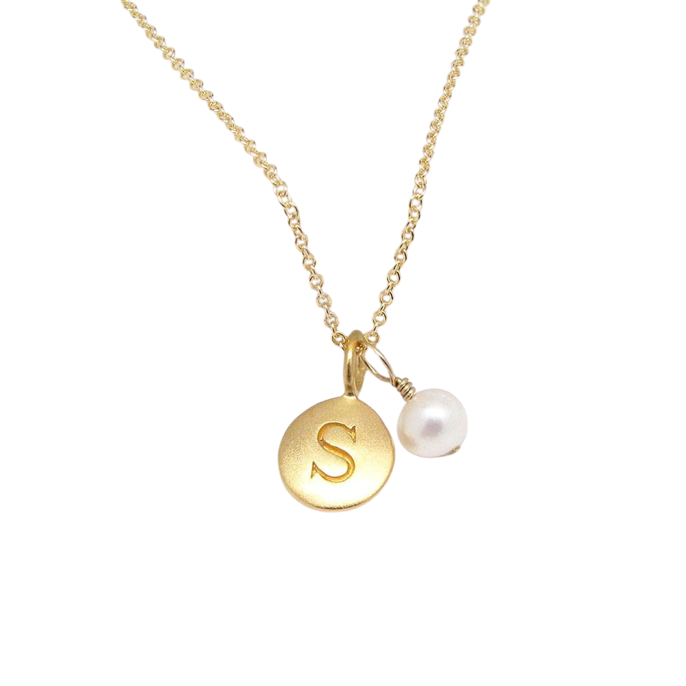 Initial & Pearl Charm Necklace