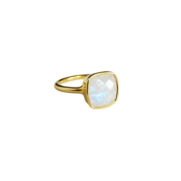 Moonstone Square Gold Ring