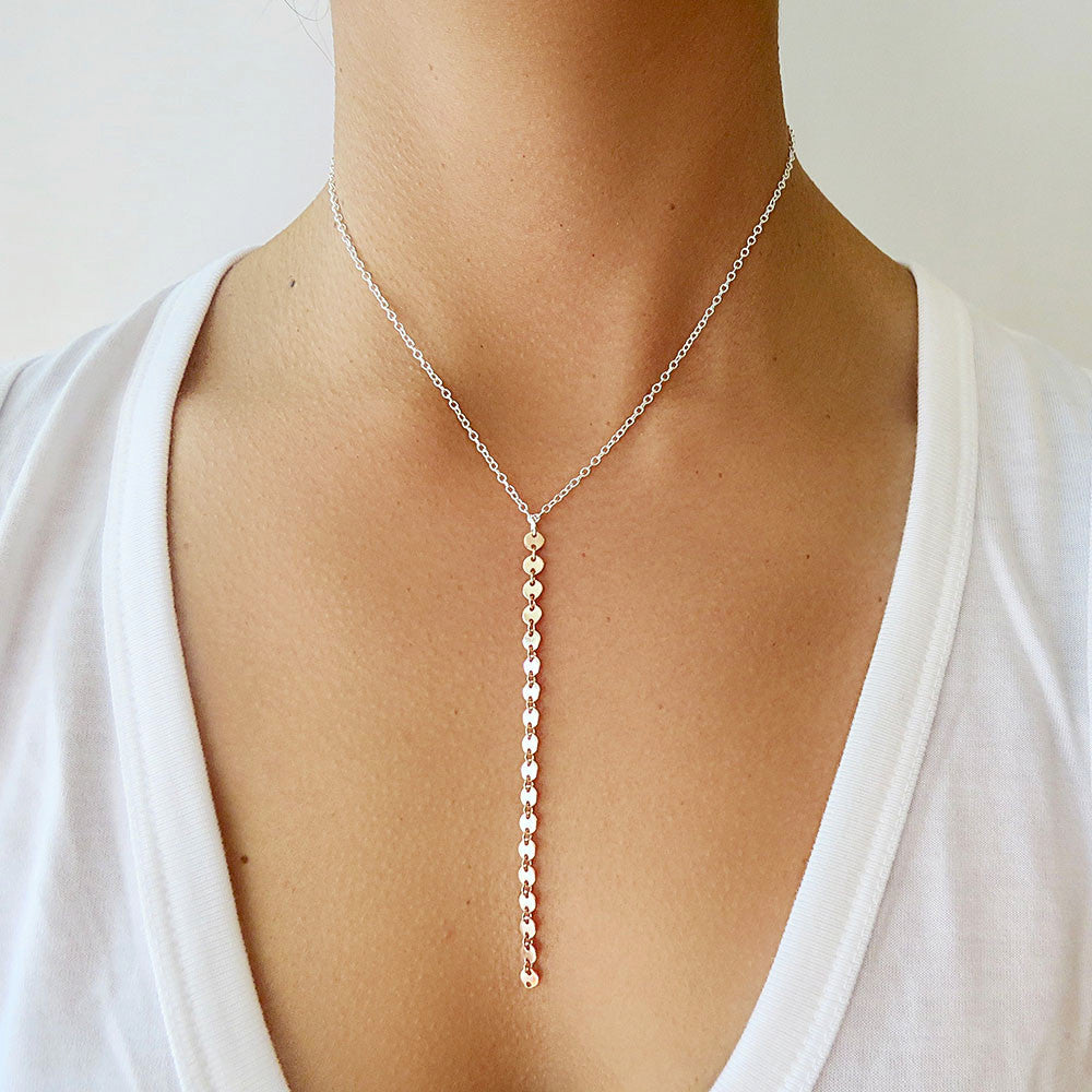 Long Coin Lariat Necklace