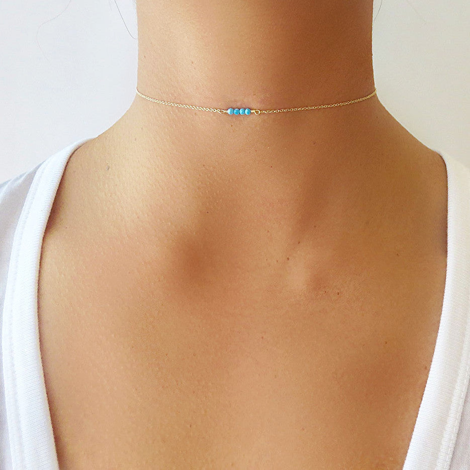 Tiny Turquoise Choker Necklace
