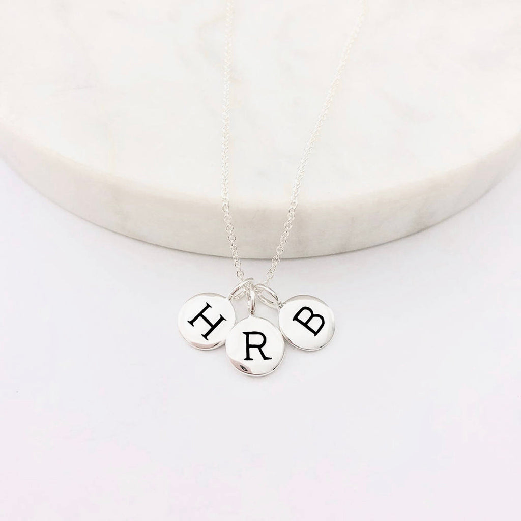 Silver 3 Initial Charm Necklace