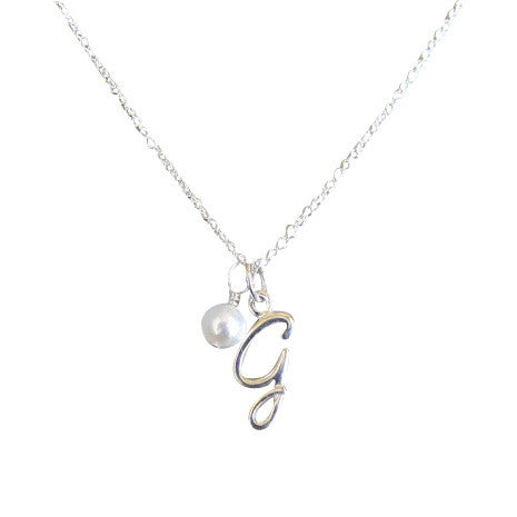 Script Initial & Pearl Necklace