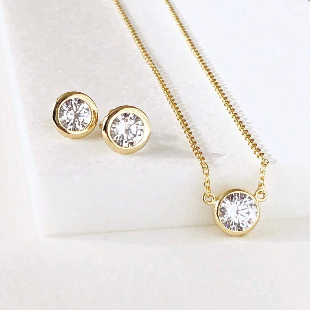 Diamond Necklace and Earring Gift Set