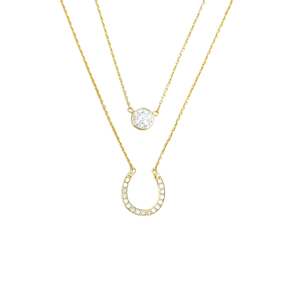 Horseshoe and solitaire Necklace Set